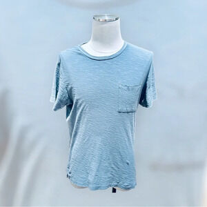 No Nationality Men’s Aspen Creek Dusty Blue Slub Cotton-Jersey Pocket Tee Size M